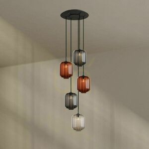 s.luce Velo 194437 5-light chandelier, clear glass Ø 25 cm, white suspension, 60 cm canopy small 11