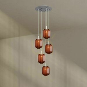 s.luce Velo 194437 5-light chandelier, clear glass Ø 25 cm, white suspension, 60 cm canopy small 12