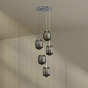 s.luce Velo 194437 5-light chandelier, clear glass Ø 25 cm, white suspension, 60 cm canopy small 13