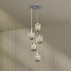 s.luce Velo 194437 5-light chandelier, clear glass Ø 25 cm, white suspension, 60 cm canopy small 14