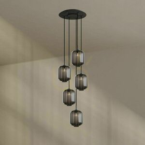 s.luce Velo 194437 5-light chandelier, clear glass Ø 25 cm, white suspension, 60 cm canopy small 9
