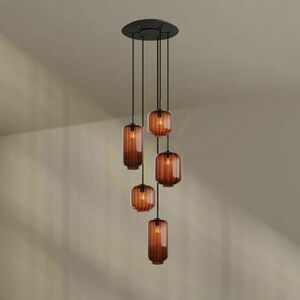 s.luce Velo 5-Light Black Glass Chandelier, 60 cm Diameter 1 s.luce Velo 5-Light Black Glass Chandelier, 60 cm Diameter small 1
