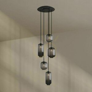 s.luce Velo 5-Light Black Glass Chandelier, 60 cm Diameter 3 s.luce Velo 5-Light Black Glass Chandelier, 60 cm Diameter small 3