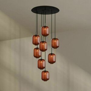 s.luce Velo 8-arm Gallery Lamp Brown Glass 80 cm Shade Ø 25 cm small 1