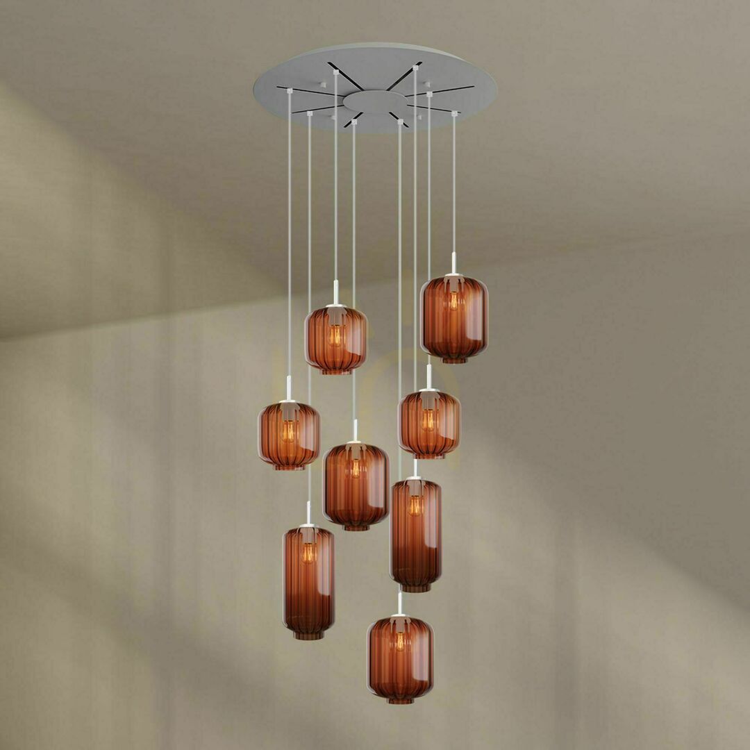 Check s.luce Velo 8-arm chandelier glass transparent modern 8-light E27 s.luce Velo 8-arm chandelier glass transparent modern 8-light E27