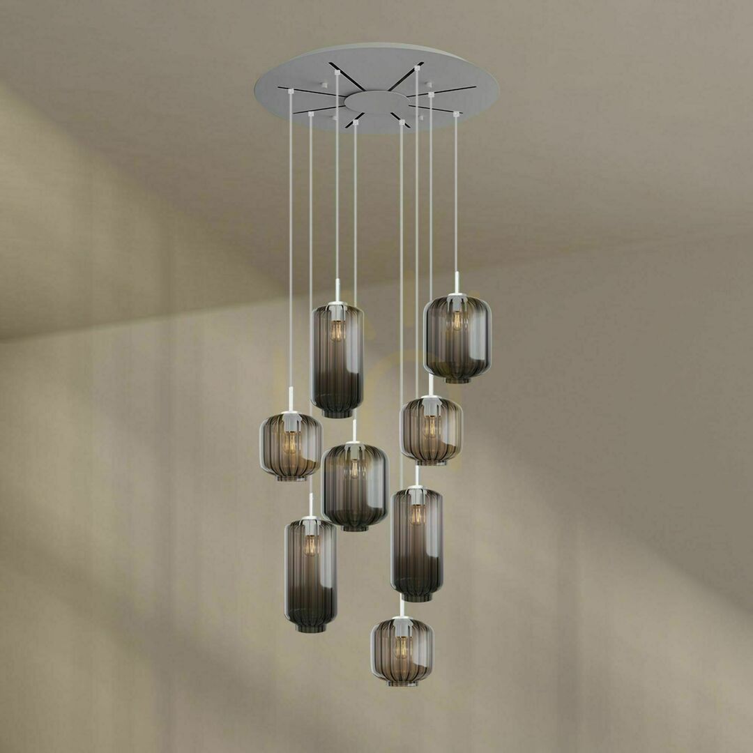 View s.luce Velo 8-arm chandelier glass transparent modern 8-light E27 s.luce Velo 8-arm chandelier glass transparent modern 8-light E27