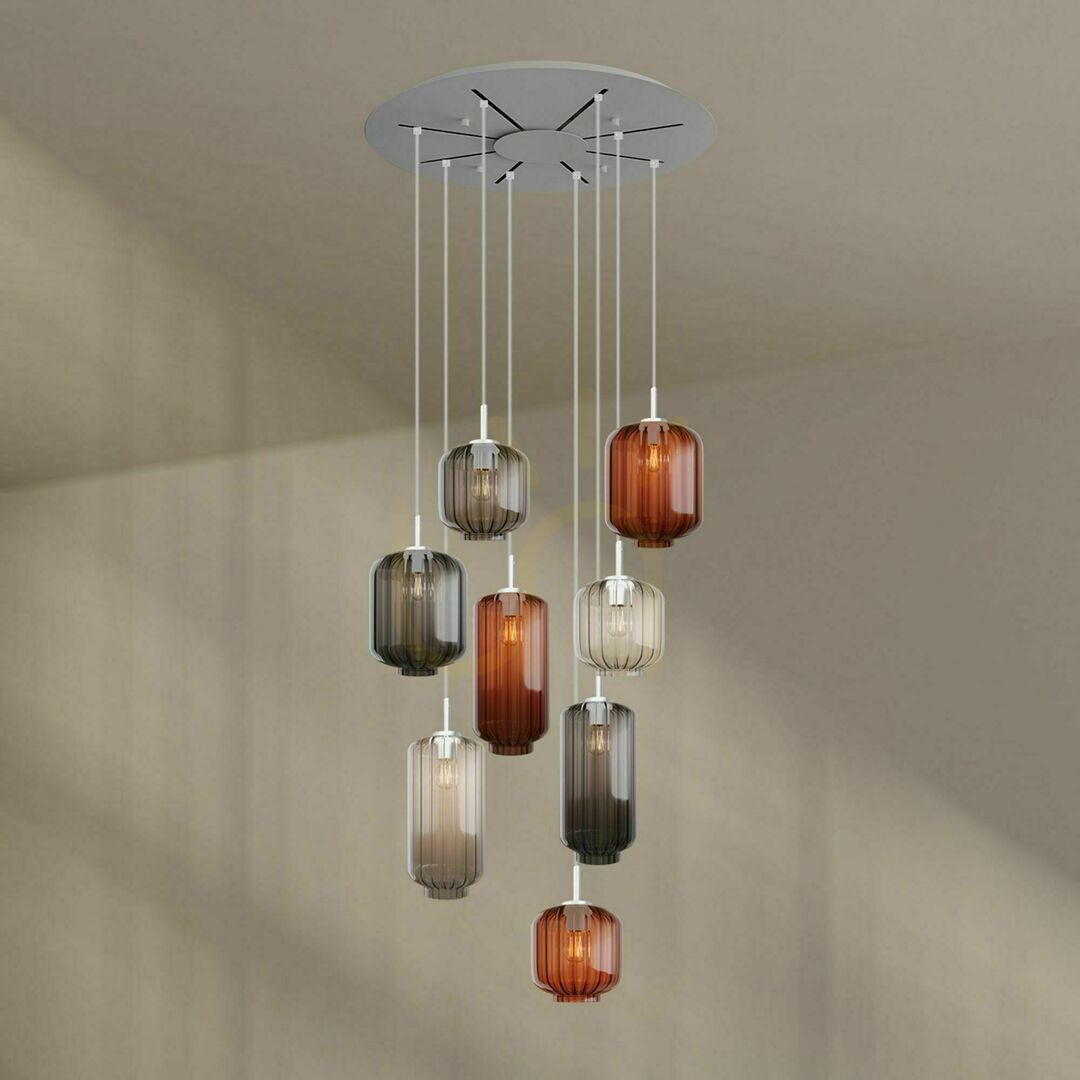 Display s.luce Velo 8-arm chandelier glass transparent modern 8-light E27 s.luce Velo 8-arm chandelier glass transparent modern 8-light E27