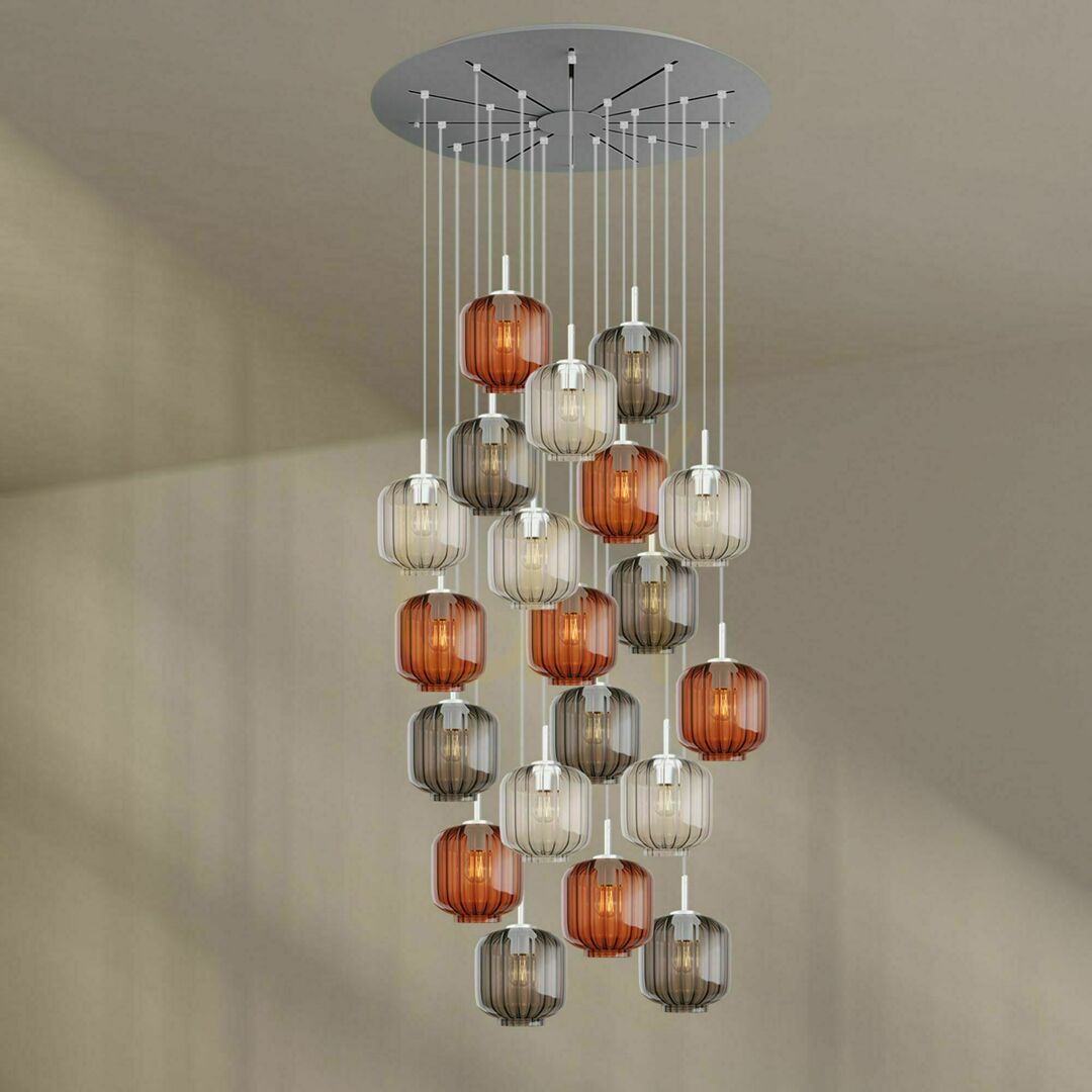 View s.luce Velo 20-arm Glass Chandelier White Ø 120 cm s.luce Velo 20-arm Glass Chandelier White Ø 120 cm