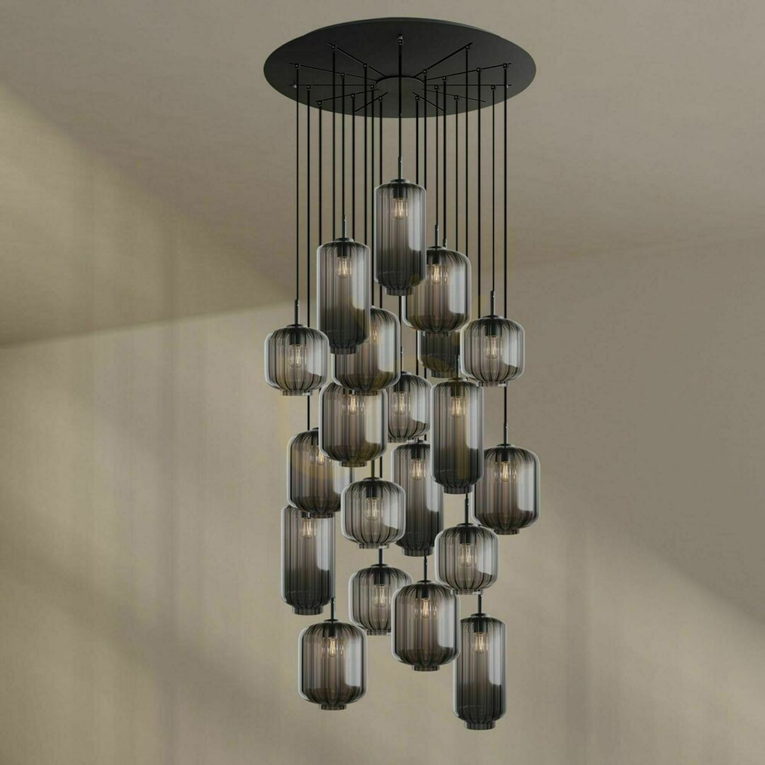 Display s.luce Velo 2-arm Gallery Chandelier Brown Glass Metal Ø 120 cm 18/20/25 cm s.luce Velo 2-arm Gallery Chandelier Brown Glass Metal Ø 120 cm 18/20/25 cm