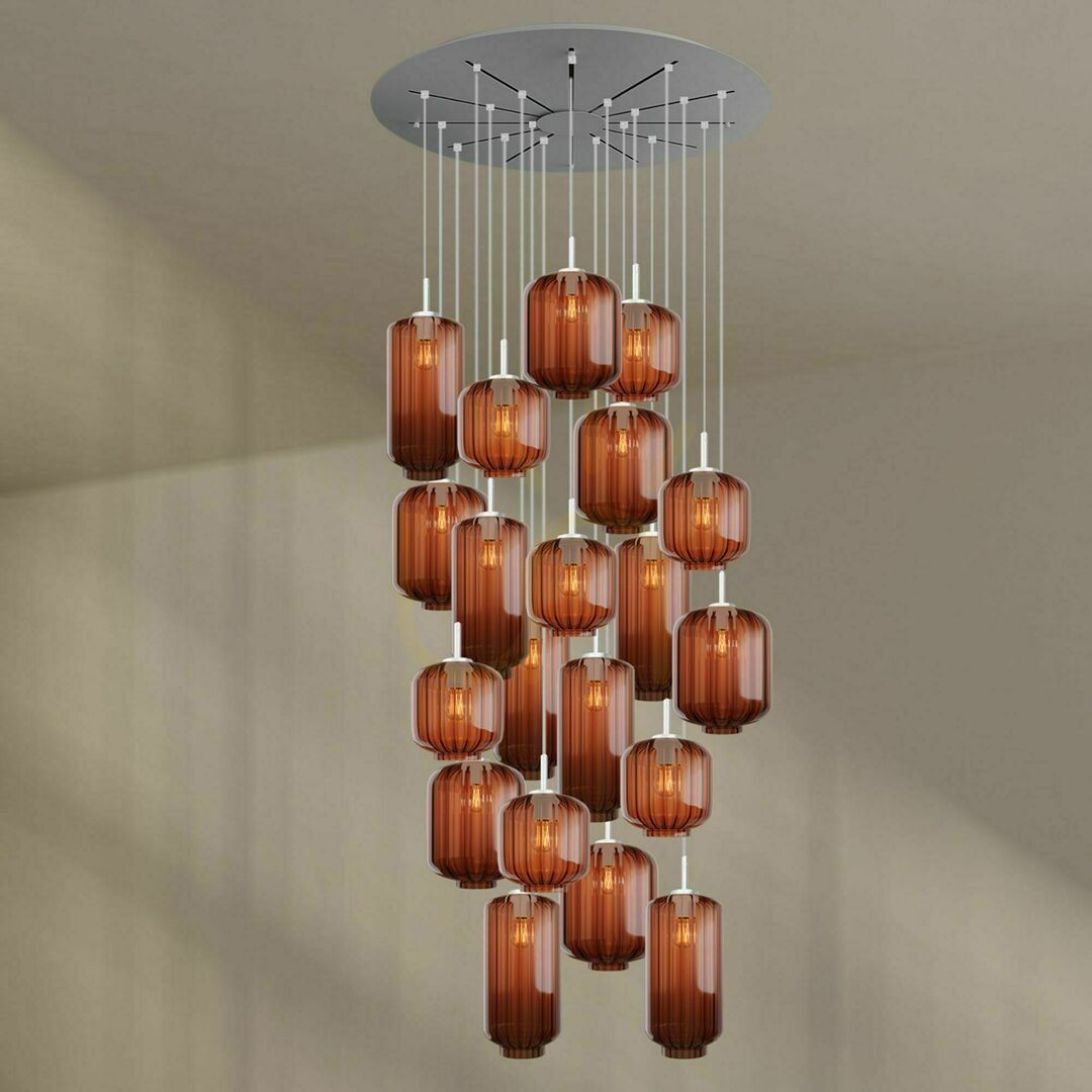 Preview s.luce Velo 2-arm Gallery Chandelier Brown Glass Metal Ø 120 cm 18/20/25 cm s.luce Velo 2-arm Gallery Chandelier Brown Glass Metal Ø 120 cm 18/20/25 cm