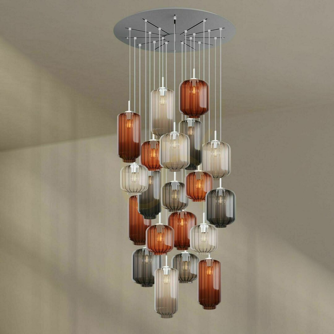 Check s.luce Velo Glass Metal Chandelier Brown 20-Light Living Room 18/20/25 cm s.luce Velo Glass Metal Chandelier Brown 20-Light Living Room 18/20/25 cm