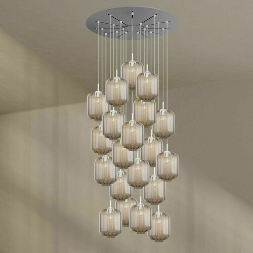 Check s.luce Velo 20-arm Glass Chandelier Ø120 cm Transparent Modern