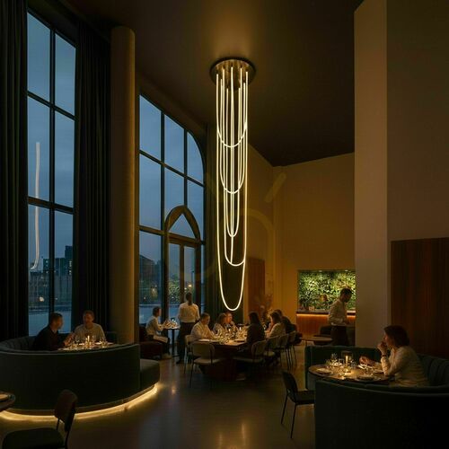 Check s.luce Arion XXL LED Chandelier Black 6-Light Warm White