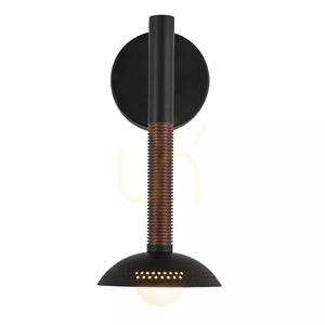 Arden LED Wall Sconce - 1 Light Source - Matte Black, Walnut Veneer by Elstead small 1