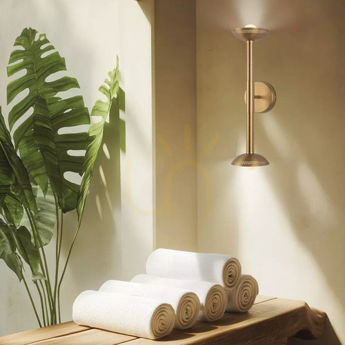 Check Arden LED Wall Sconce - 2 Light Sources - Brushed Gold by Elstead