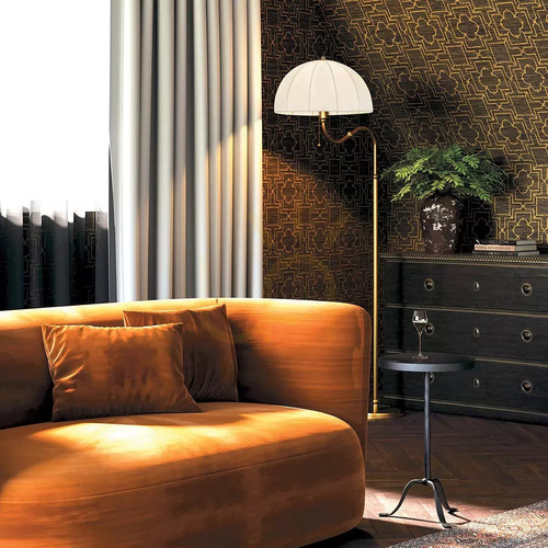 Check Crosby Floor Lamp - 1 Light Source - Brushed Gold by Elstead