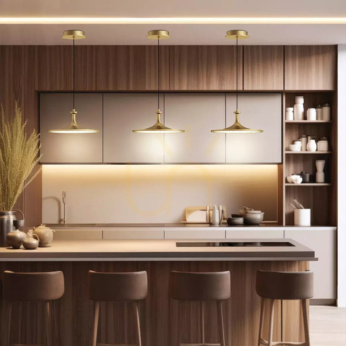 Check Issa Medium LED Pendant Light - Brushed Gold Elstead