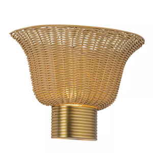 Kai Wall Light - 2 Lights - Brushed Gold & Rattan Elstead small 2