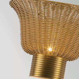 Kai Wall Light - 2 Lights - Brushed Gold & Rattan Elstead small 3