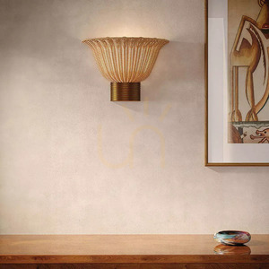 Kai Wall Light - 2 Lights - Brushed Gold & Rattan Elstead small 5