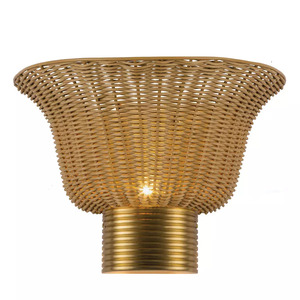 Kai Wall Light - 2 Lights - Brushed Gold & Rattan Elstead small 0