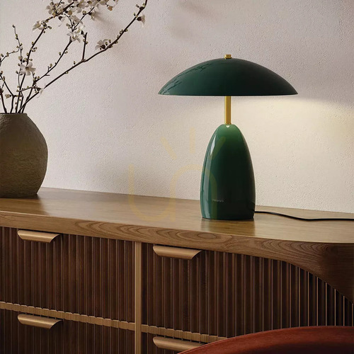 Check Poppy Medium LED Table Lamp - Dark Green by Elstead
