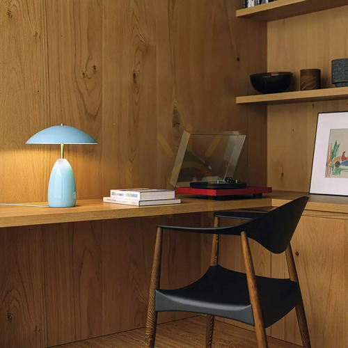 Check Poppy Cordless Rechargeable LED Table Lamp - Light Blue by Elstead