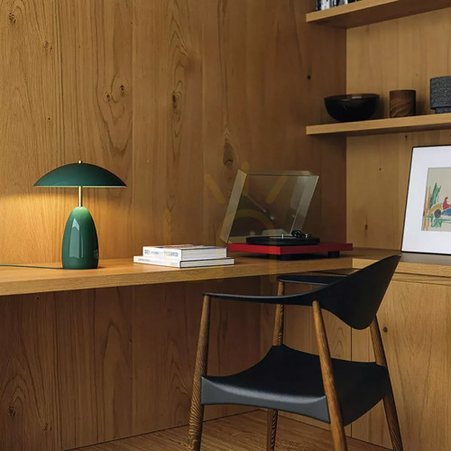 Check Poppy Cordless Rechargeable LED Table Lamp - Dark Green by Elstead