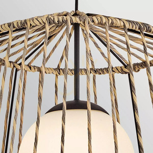 Arlen Large Outdoor Pendant - 1 Light - Black & Rattan Elstead small 5