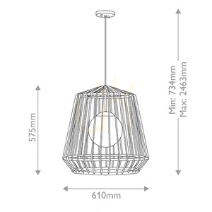Arlen Large Outdoor Pendant - 1 Light - Black & Rattan Elstead small 8