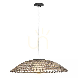 Arlen Extra Large Outdoor Pendant - 1 Light - Black & Rattan Elstead small 1