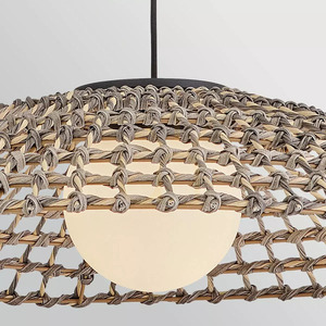 Arlen Extra Large Outdoor Pendant - 1 Light - Black & Rattan Elstead small 6