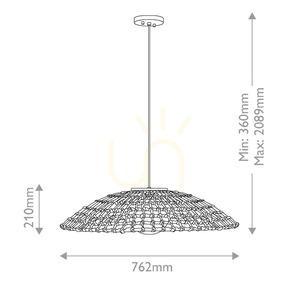 Arlen Extra Large Outdoor Pendant - 1 Light - Black & Rattan Elstead small 8
