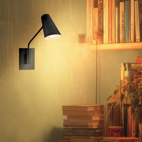 Check Bray Wall Sconce - 1 Light Source - Black by Elstead