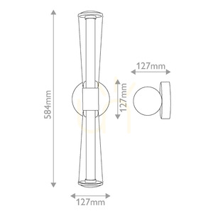 Elstead Elin LED Wall Light, Lacquered Brass, 22 W, 58.4 cm small 5