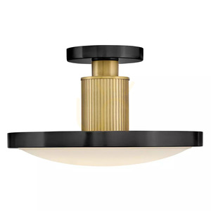 Kieran LED Semi-Flush Ceiling Light - Black & Brass Elstead small 1