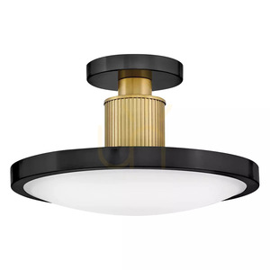 Kieran LED Semi-Flush Ceiling Light - Black & Brass Elstead small 6