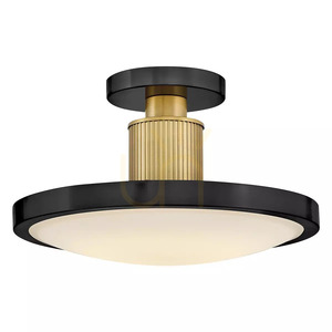 Kieran LED Semi-Flush Ceiling Light - Black & Brass Elstead small 0