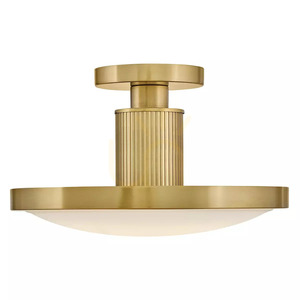 Kieran LED Semi-Flush Ceiling Light - Lacquered Brass Elstead small 1