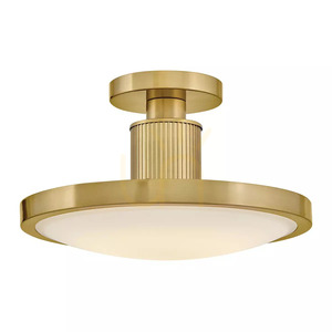 Kieran LED Semi-Flush Ceiling Light - Lacquered Brass Elstead small 0