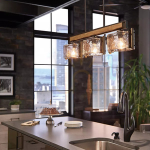 Aberdeen Island Lamp - 3 light sources - Distressed gray wood, distressed Elstead bronze small 7