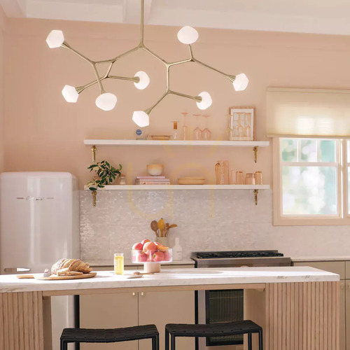 Check Cassius Island Pendant - 8 Light Sources - Champagne Bronze by Elstead