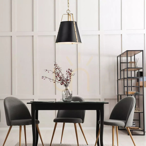 Check Etcher Large Pendant Light - 2 Light Sources - Black, Champagne Bronze Elstead