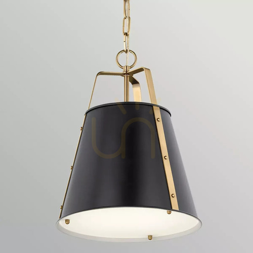 Check Etcher Medium Pendant Light - 1 Light Source - Black, Champagne Bronze Elstead