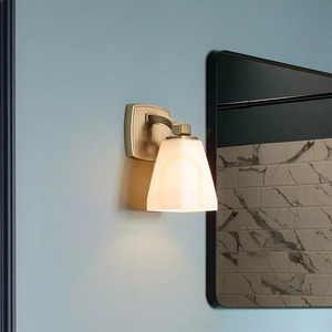 Marant Wall Light - 1 Light - Champagne Bronze - Opal Glass Shade Elstead small 5