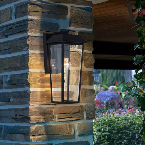 Check Mathus Medium Outdoor Wall Lantern - 1 Light Source - Black Elstead