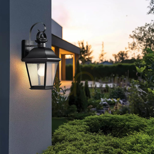 Check Mount Vernon Medium Outdoor Wall Lantern - 1 Light Source - Black Elstead