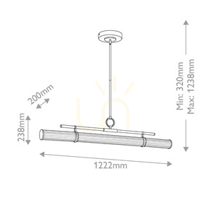 Riven LED Linear Island Pendant - Champagne Bronze Elstead small 6