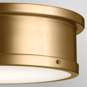 Serca 3 Light Large Flush Ceiling Light - Brushed Natural Brass Elstead small 1