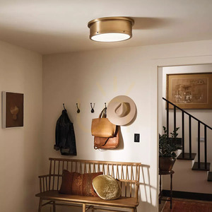Serca 3 Light Large Flush Ceiling Light - Brushed Natural Brass Elstead small 4